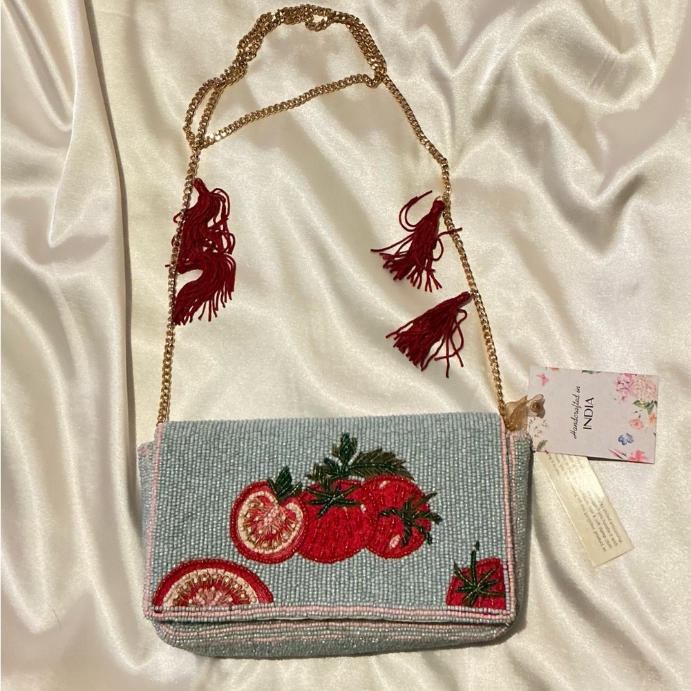 Embroidered Blue and Red Women's Bag